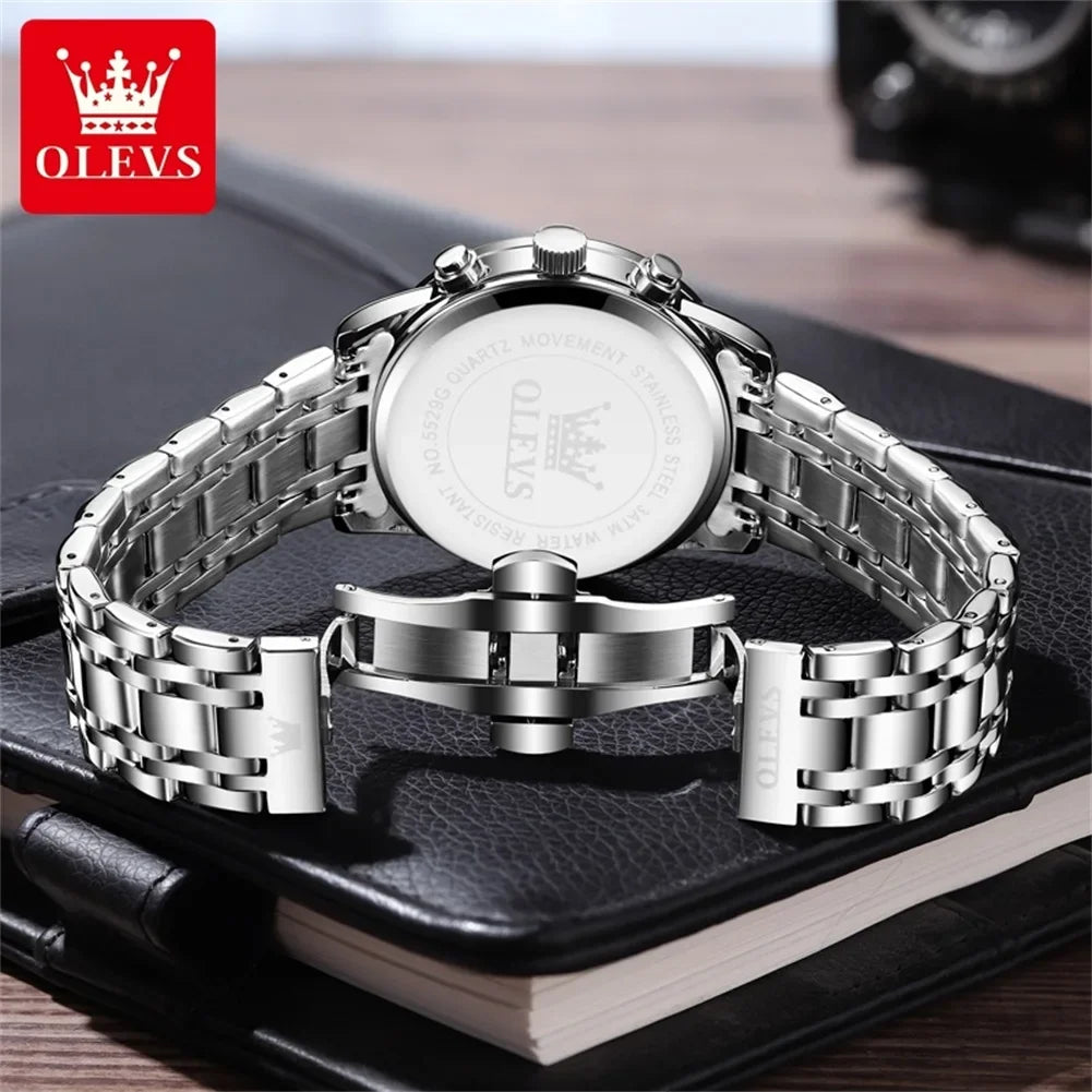 Luxury Brand Men's Stainless Chronograph Quartz Watch