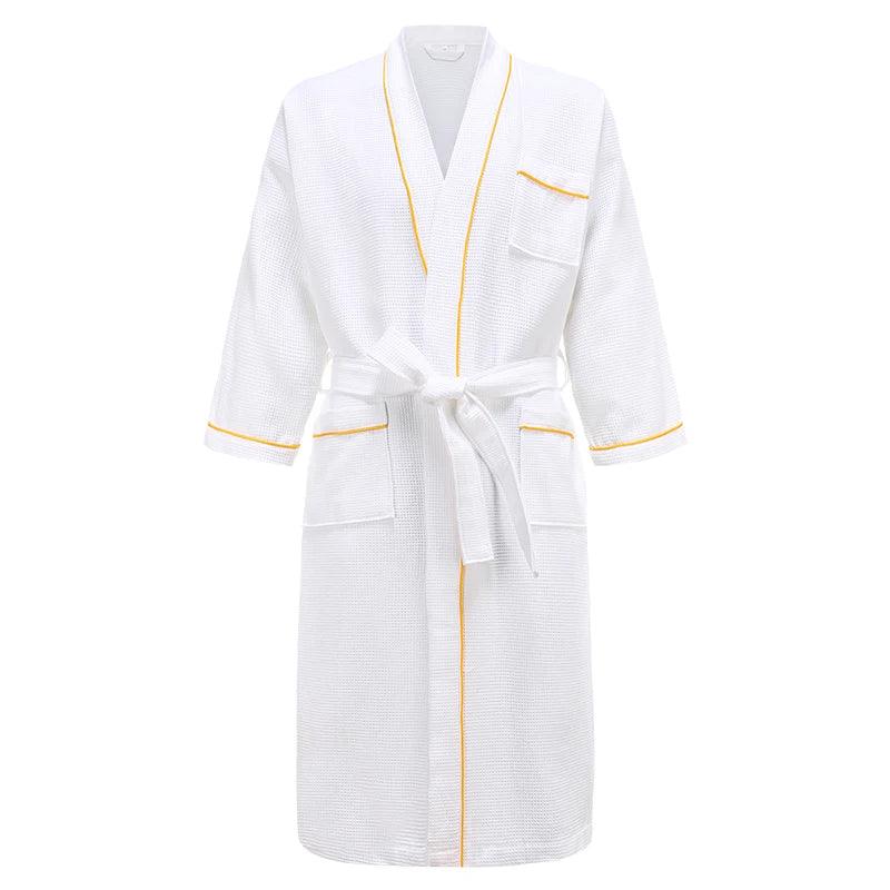 Women 100% Cotton Terry Bath Robe Plus Size Suck Water Towel Bathrobe Kimono Dressing Gown Winter Summer Men Waffle Sleepwear
