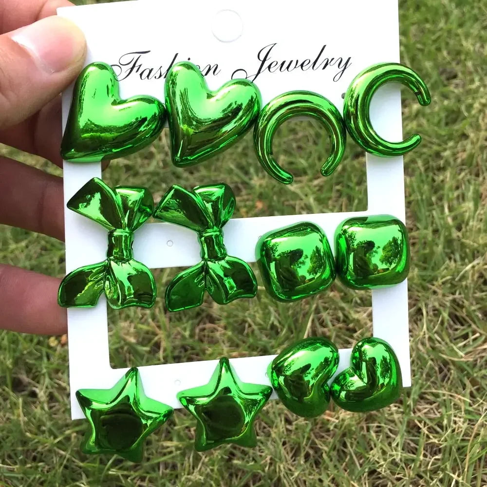Happy Metallic Balloon Stud Earrings Set