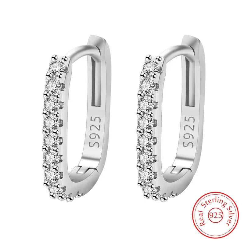 Destiny 925 SS Zircon Hoop Earrings