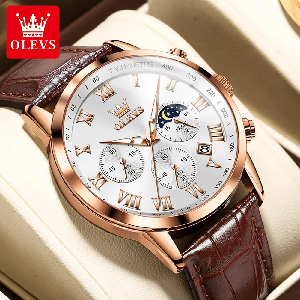 Luxury Brand Men's Stainless Chronograph Quartz Watch