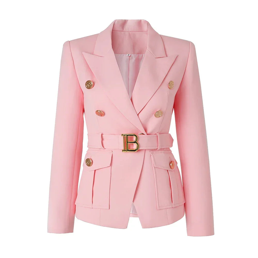 Bossy Pink Blazer With Belt