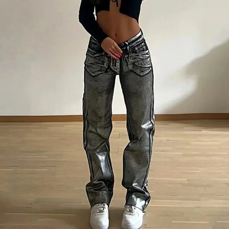 Statement High Waist Straight Leg Jeans