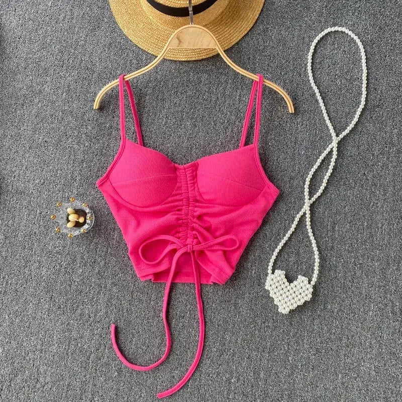 Strapless Western Style Skinny Tanks Camis for Women Summer Casual Solid Colours Female Corset Crop Tube Tops with Built In Bras