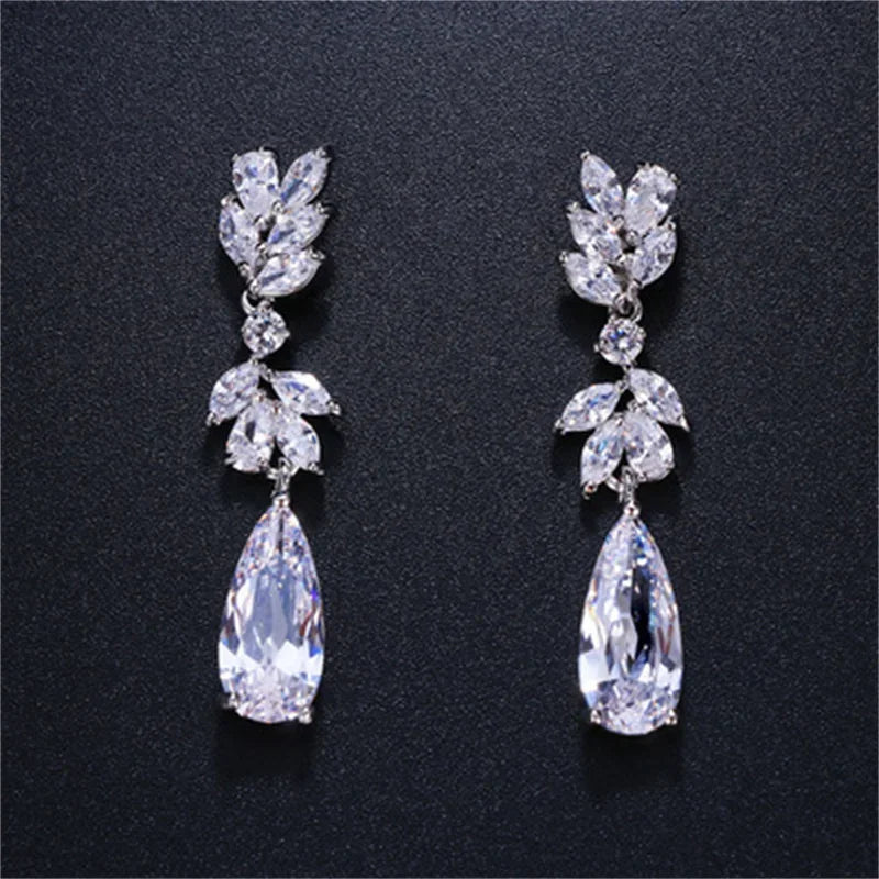 Retro Fashion High-grade Crystal Rose Earrings Women Zircon Ear Studs Wedding Jewelry Gifts