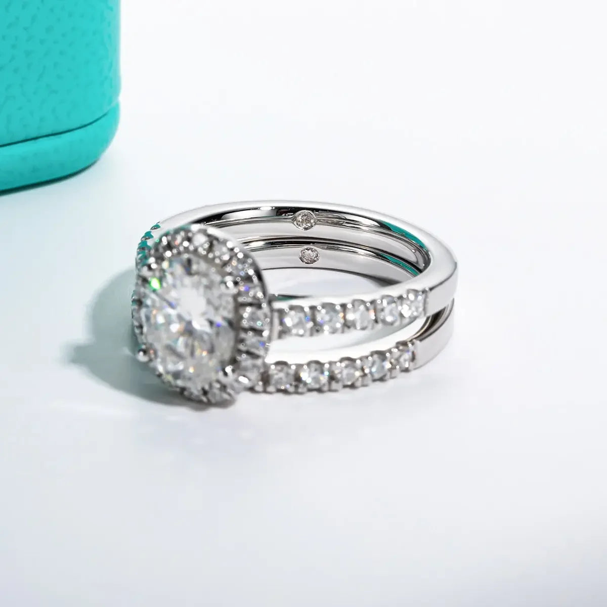 Wedding Band 2ct (Total 2.648ct) Oval Cut D Color Moissanite Ring Set