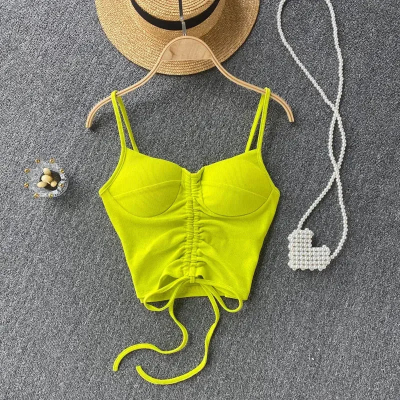 Strapless Western Style Skinny Tanks Camis for Women Summer Casual Solid Colours Female Corset Crop Tube Tops with Built In Bras