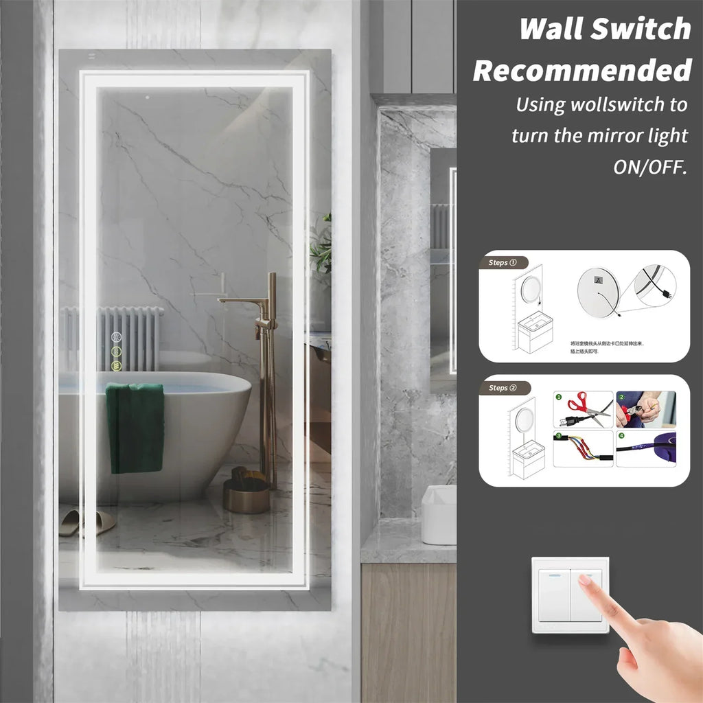 LED Dimmable Backlit Overaized Mirror With Anti-Fog