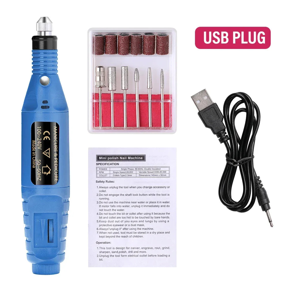 HALAIMAN Electric Nail Drill Machine Set Pedicure Grinding Equipment Mill For Manicure  Professional Strong Nail Polishing Tool
