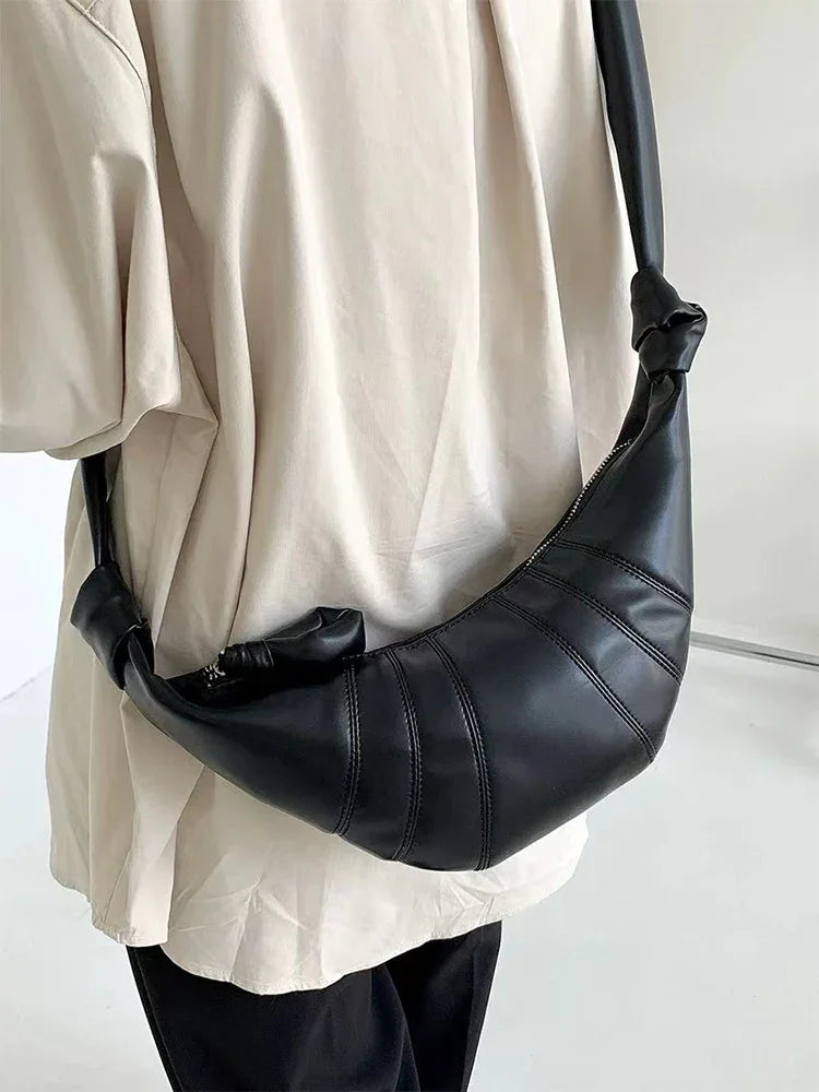 Leather Croissant Bag for Women