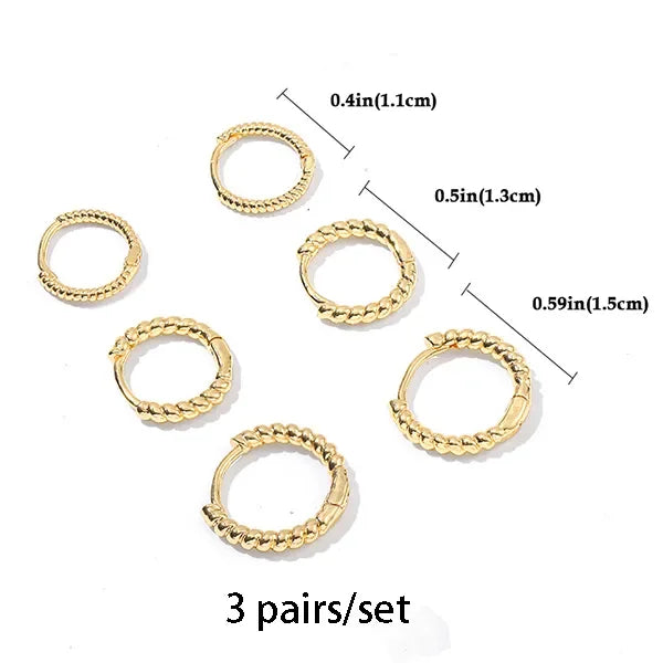 Gold Color Stainless Steel Hoop Earrings for Women Small Simple Round Circle Huggies Ear Rings Steampunk Accessories