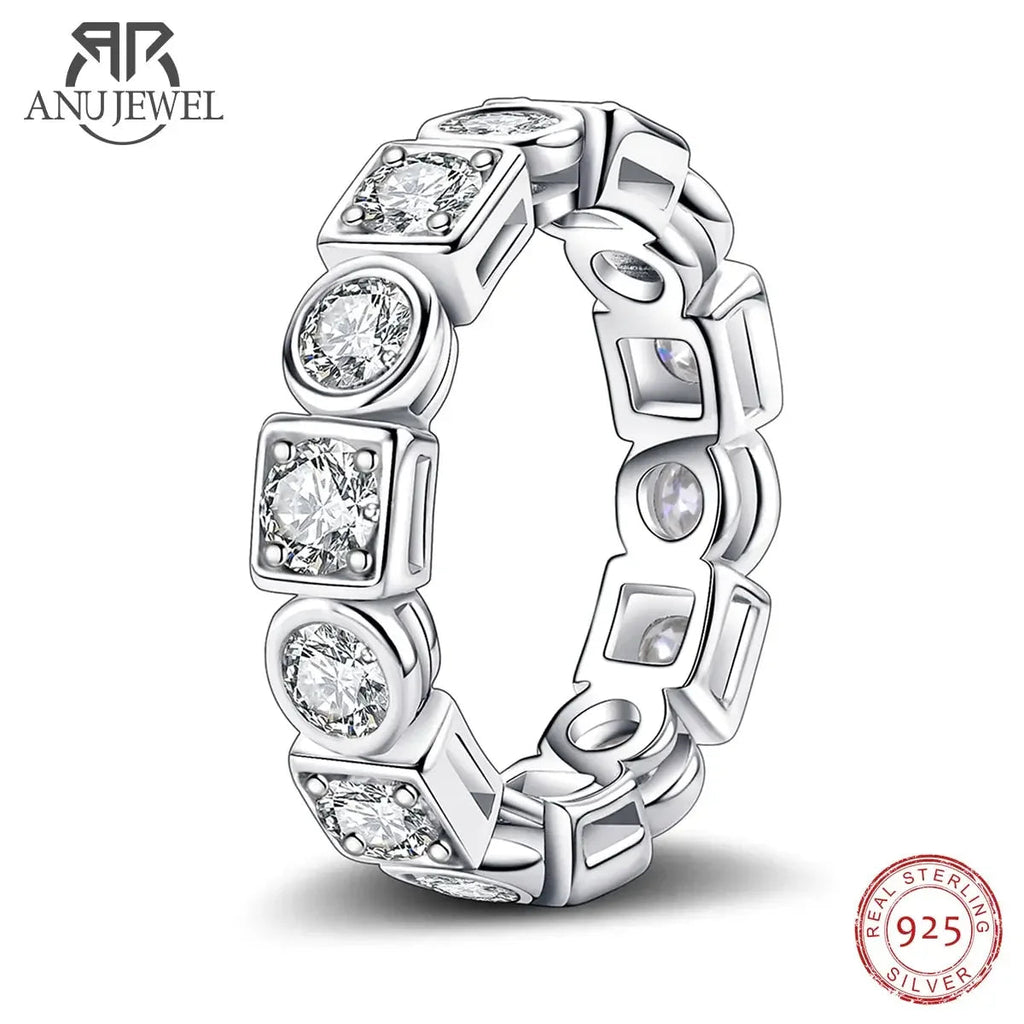 Girlfriend Love Ring 3.5mm  D Color Moissanite Wedding Band Ring 925 Silver Eternity Band