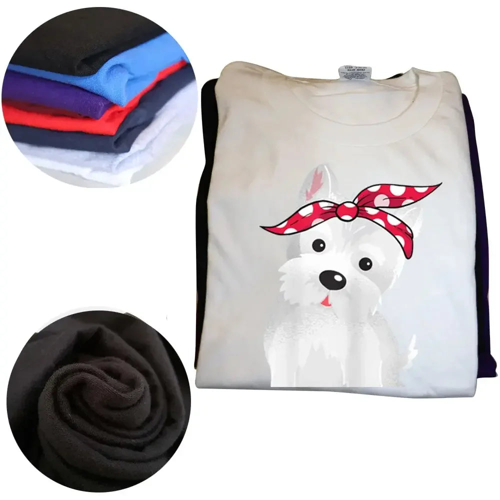 Westie Mom West Highland White Terrier Dog Lovers Gift T Shirts Graphic Cotton Streetwear Short Sleeve T-shirt Women Clothing