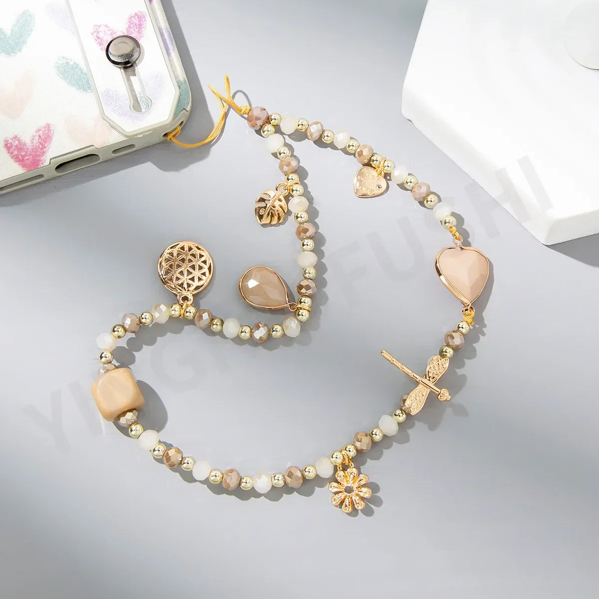 Love Crystal Beaded Phone Charm