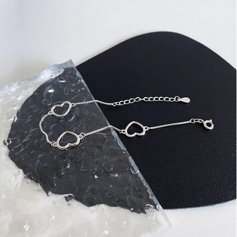 Romance 925 Sterling Silver Double Love Bracelet