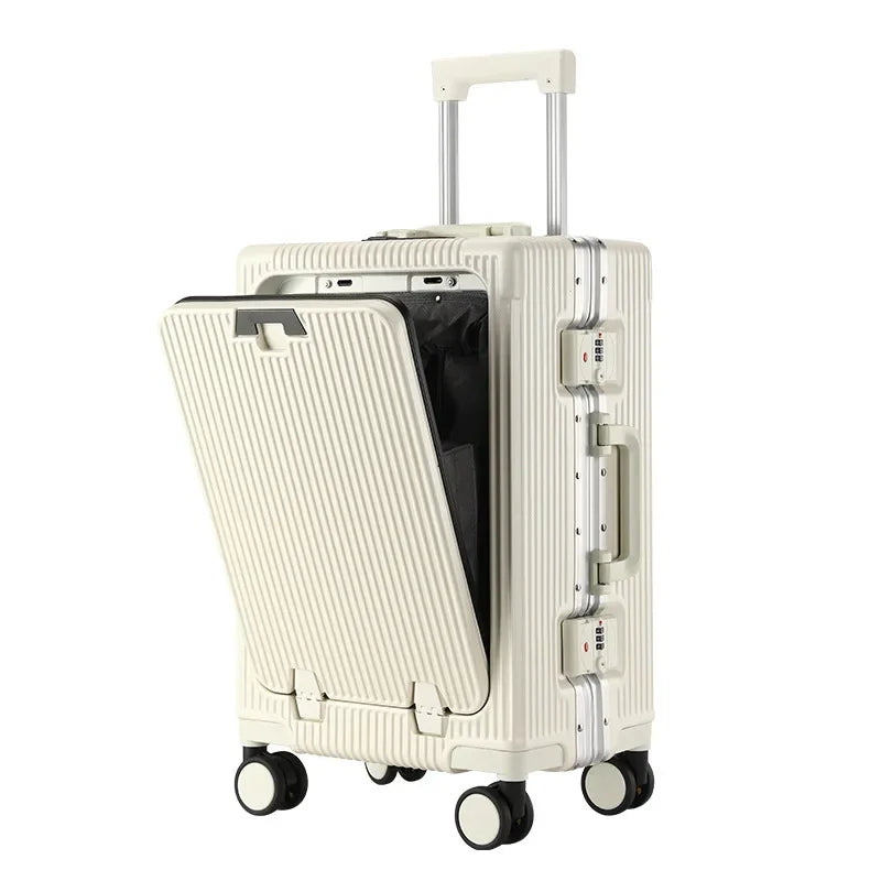20/24 Inch Aluminum Frame Trolley Case with USB Cup Holder Large Capacity