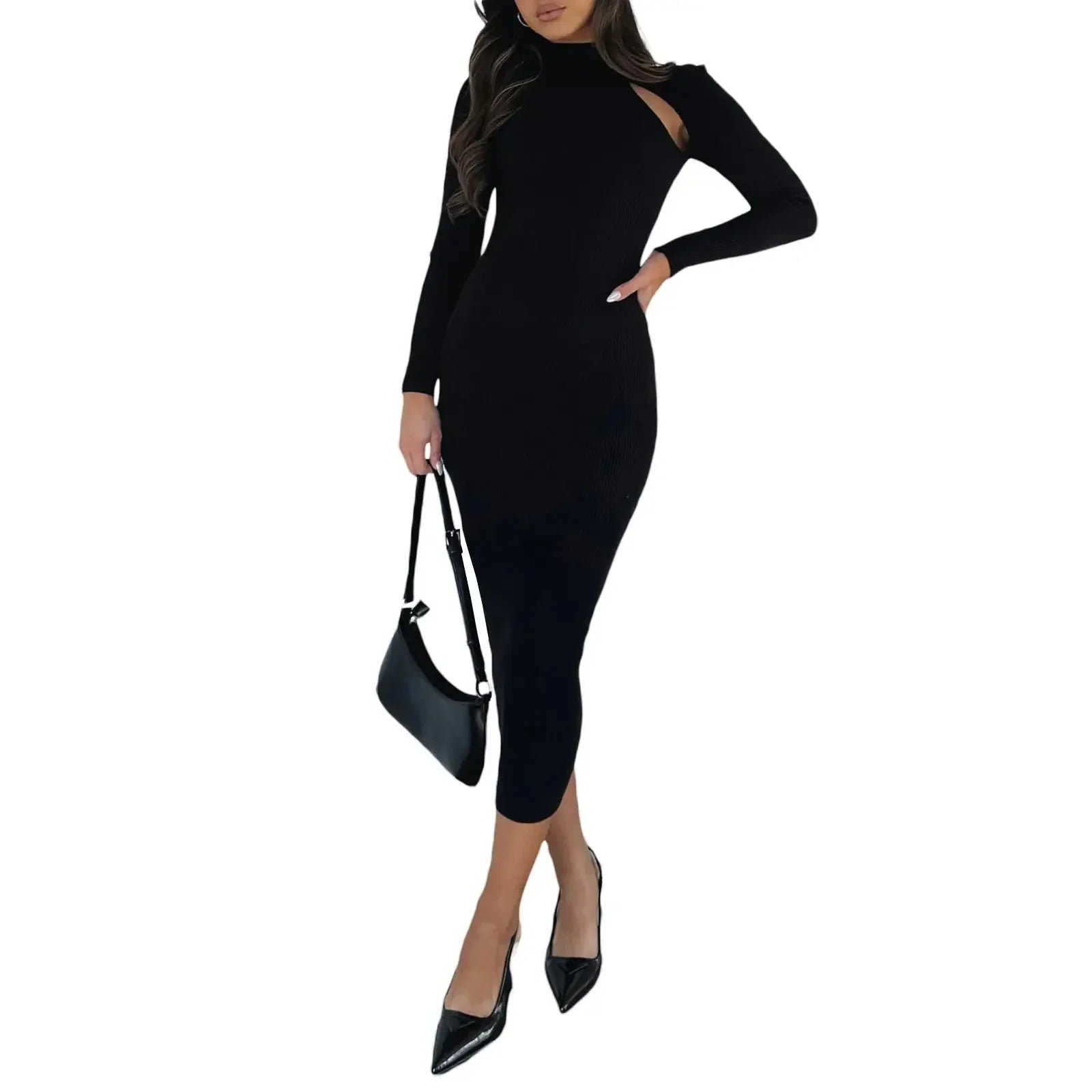 Elegant Long Sleeve Midi Dress