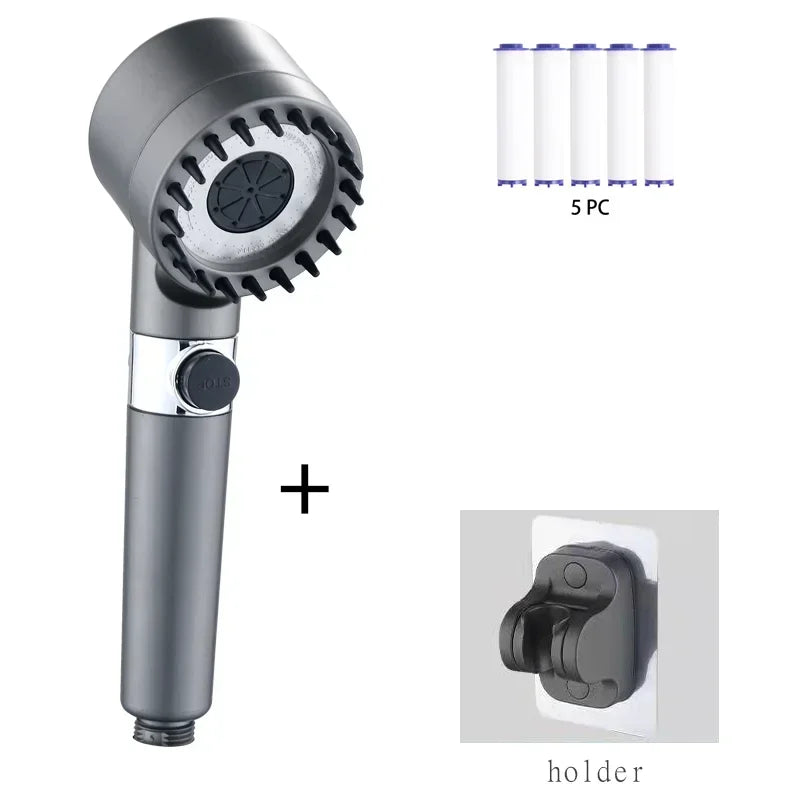 Shower Head Turbo Charged High Pressure Shower Head Rainfall with Hose Showerhead Filter Holder Bathroom Home Accessories Set