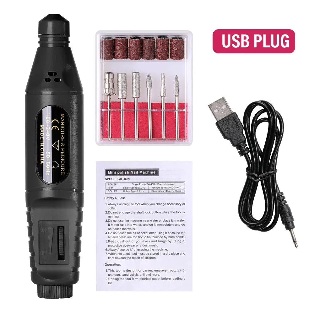 HALAIMAN Electric Nail Drill Machine Set Pedicure Grinding Equipment Mill For Manicure  Professional Strong Nail Polishing Tool