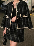 Preppy Wool Tweed Jacket & Mini Skirt Set