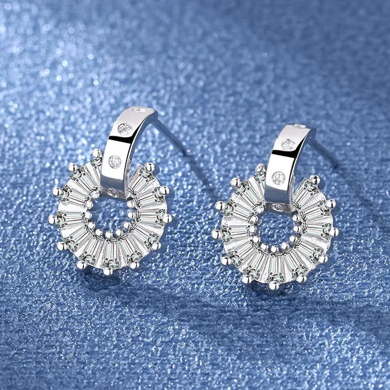 Iconic 925 Sterling Silver Crystal CZ Stud Earrings