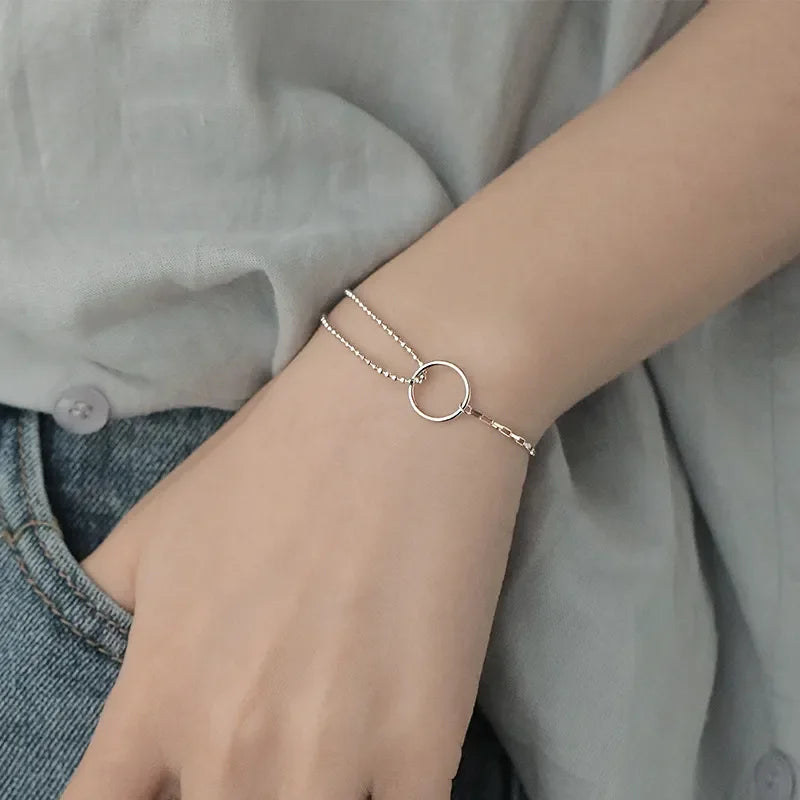 Romance 925 Sterling Silver Double Love Bracelet