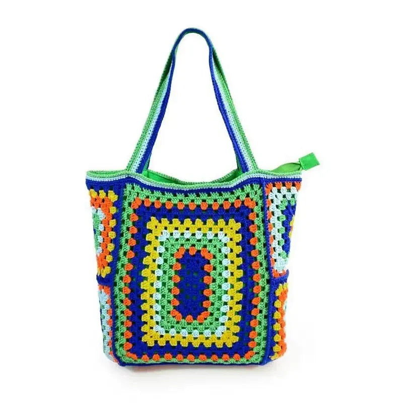 Bohemian Crochet Women Shoulder Bags Knitting Large Capacity Tote Bag Casual Lady Handbags Big Shopper Purses Summer Beach Bags