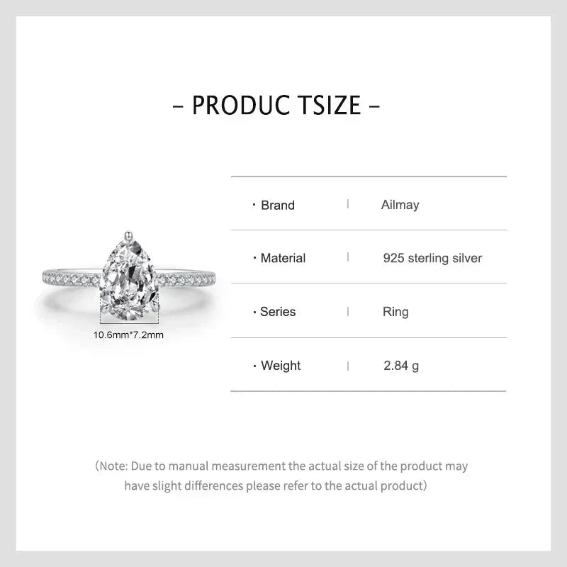 LUX Water Droplet 5A Cubic Zirconia 925 SS Ring