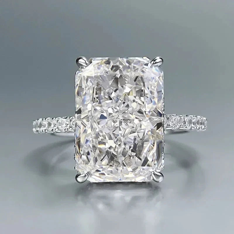 Radiant Cut 5ct Lab Diamond Ring 100% Real 925 Sterling Silver Party Wedding Band Rings for Women Men Engagement Jewelry Gift