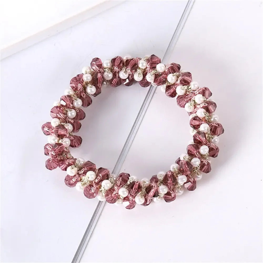 Crystal Pearl Handmade Hair Tie