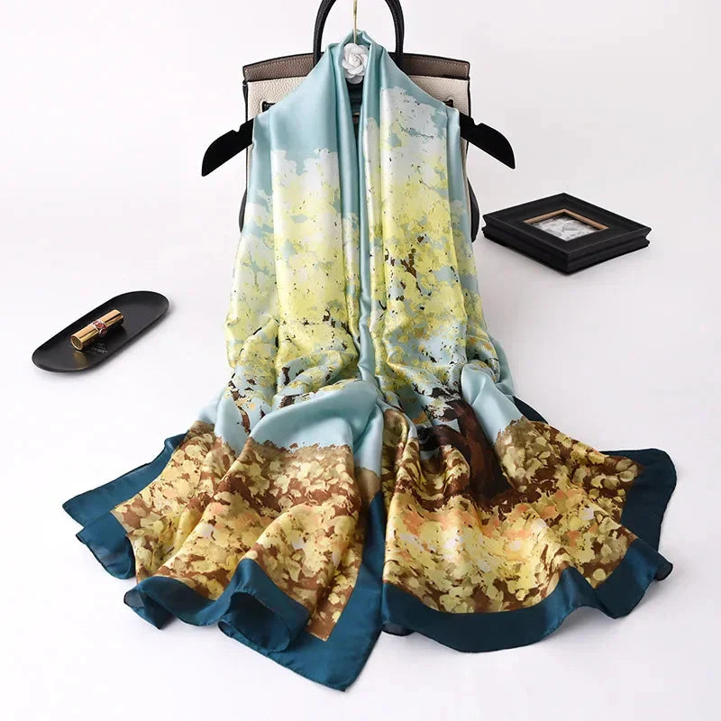 180*90cm Luxury Brand Women Summer Silk Scarves Shawl Lady Wrap Soft Female Europe Designer Beach Bandanna foulard muffler pareo