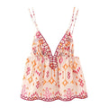 Women's Embroidery Beaded Print Short Top