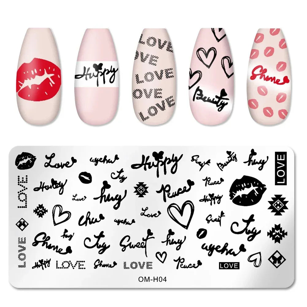 Snake Leopard Nail Templates Flower Leaf Heart Lace Pattern Nail Stamper Stencil Plates For Women Girls DIY Manicure Accessories