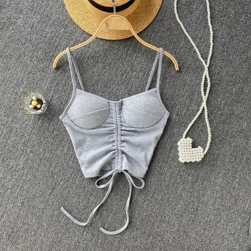 Strapless Western Style Skinny Tanks Camis for Women Summer Casual Solid Colours Female Corset Crop Tube Tops with Built In Bras