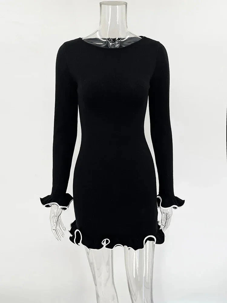 Knit Long Sleeve Mini Dress