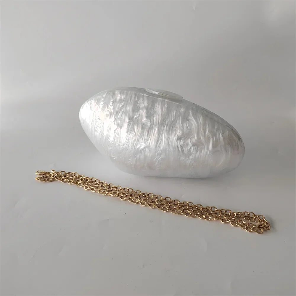 Pearl Acrylic Shell Clutch