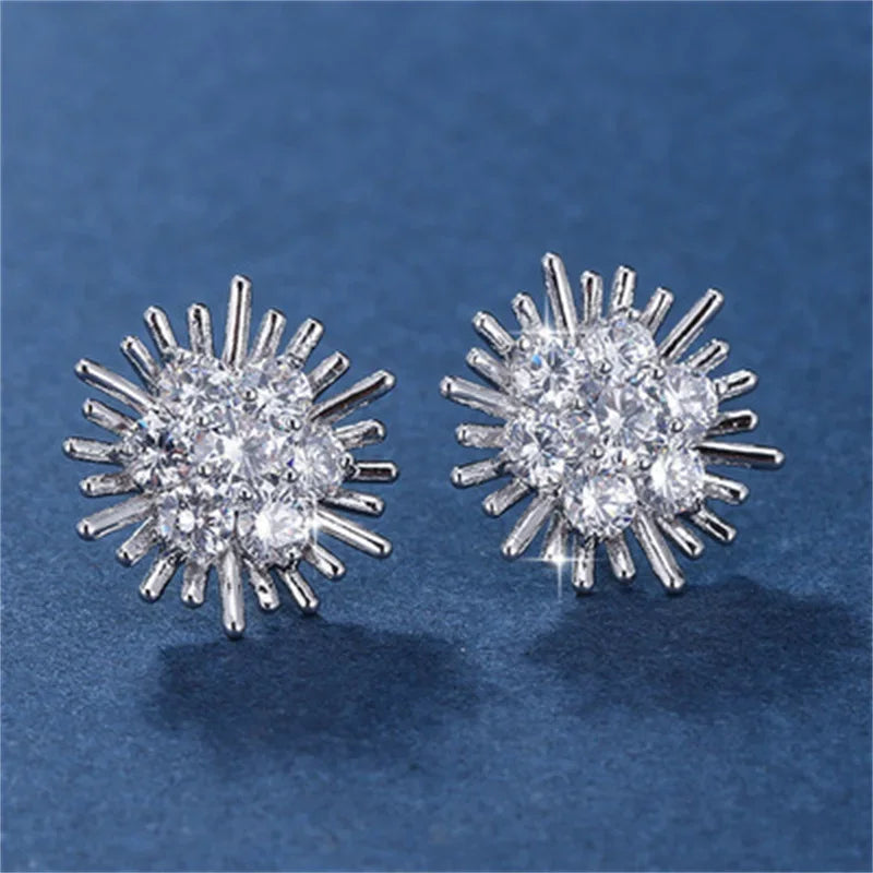 Retro Fashion High-grade Crystal Rose Earrings Women Zircon Ear Studs Wedding Jewelry Gifts