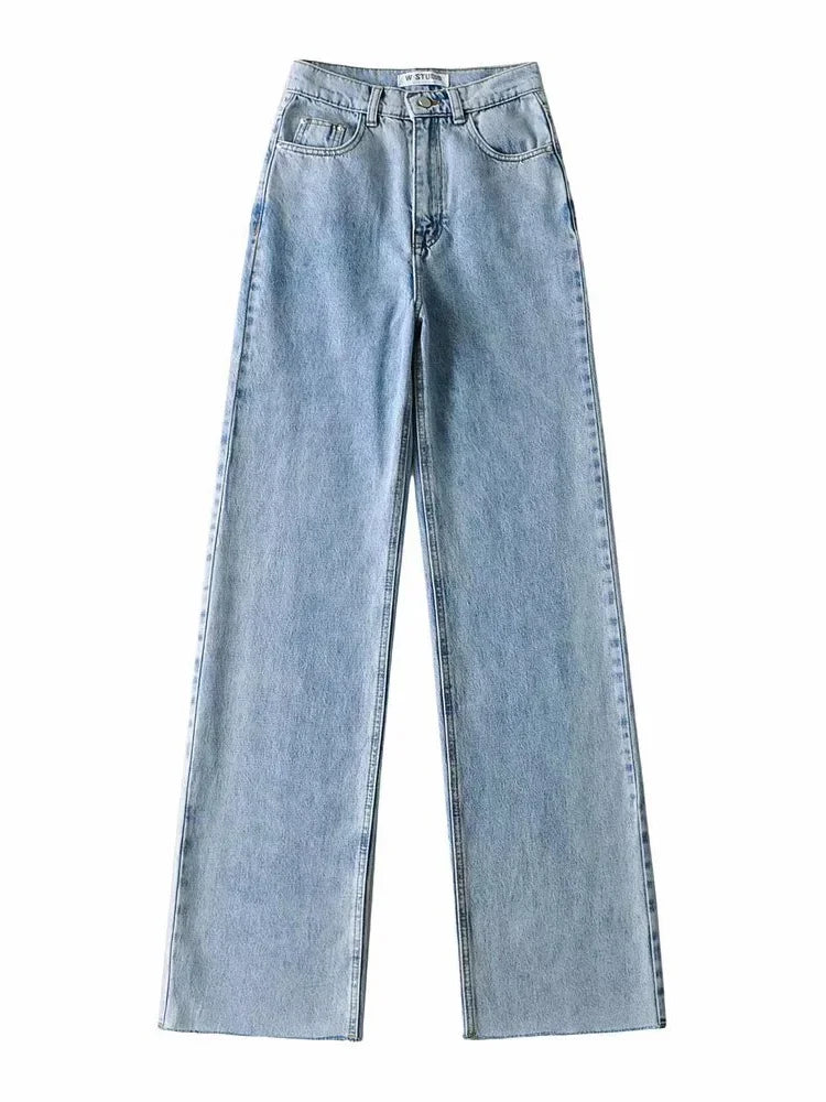 MiuKoMiYa Straight Jeans Women High Waist Streetwear Light Blue Boyfriend Denim Pants Ladies Wide Leg White Jeans For Women 2023