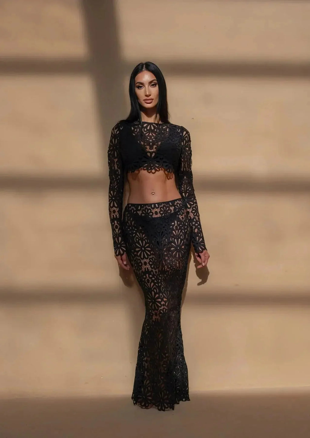 Boho Tribe Long Sleeve Lace Top & Skirt Set