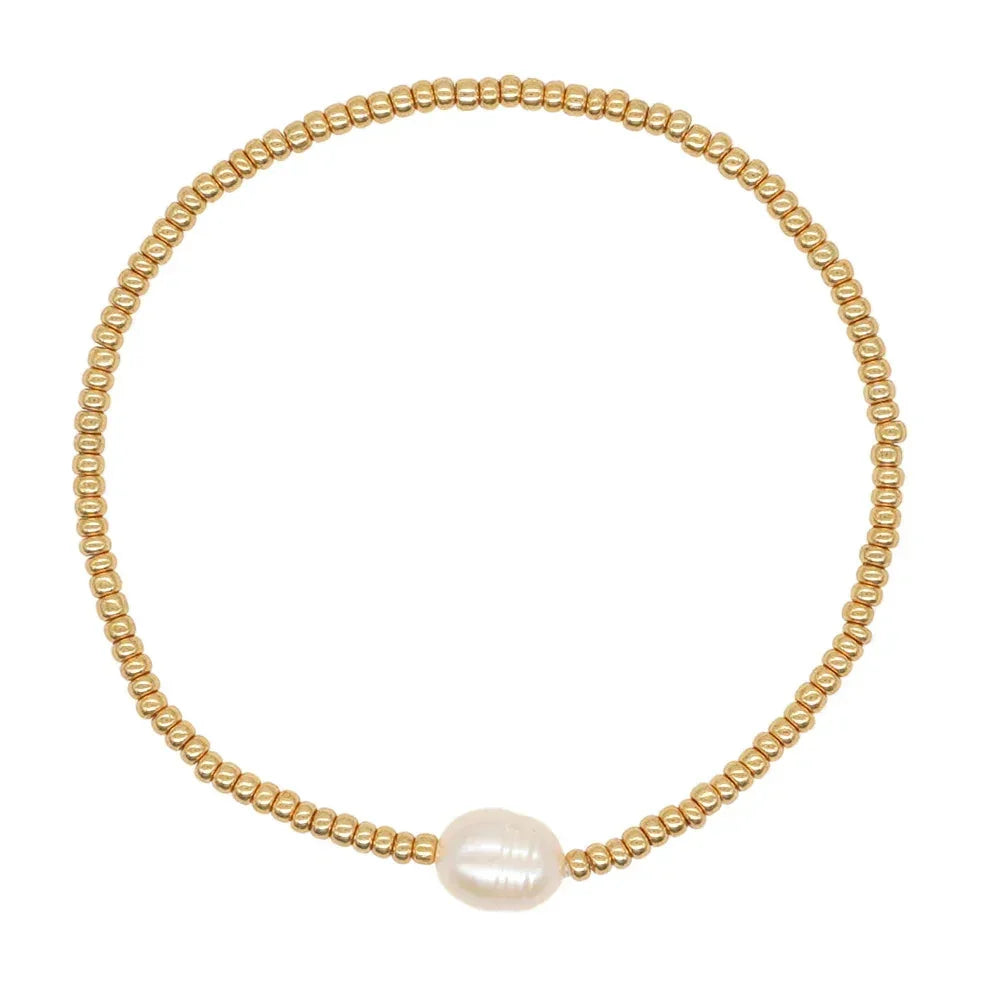Bohemian Luxury Freshwater Pearl Women Handmade Stretch Summer Couple Gift Boho Fashion Jewelry Golden Miyuki Seed Bead Bracelet