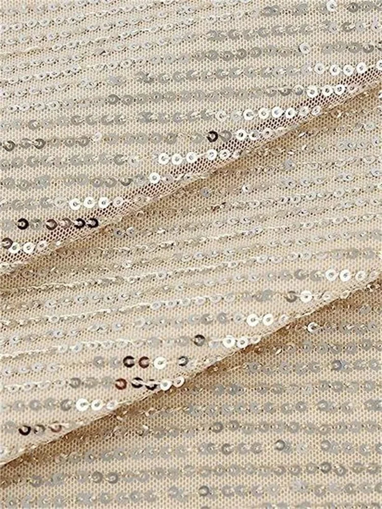 Women Loose Sparkly Prom Dresses 2023 Gold Black Silver Sequin Round Neck Short Party Dress With Belt Elegant Night Club Outfits