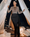 Elegant Mermaid Long Sleeve Floor-Length Chiffon Party Prom Dress