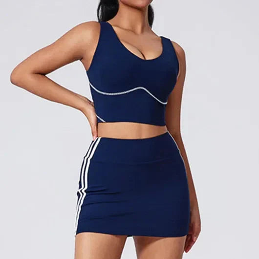 2025 1/2PCS High Waist Anti Shorts Yoga Set Women Sport Bra Gym Workout Skirt Fitness Sports Active Suit Tennis Badminton Wear