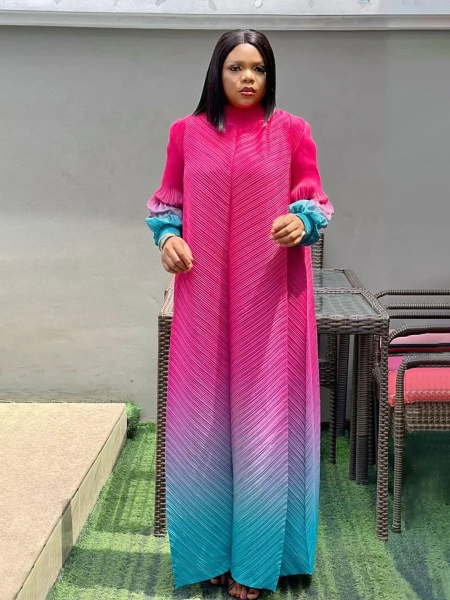 Gradient Pleated Maxi Dress