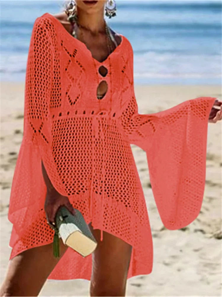Boho White Crochet Beach Dress