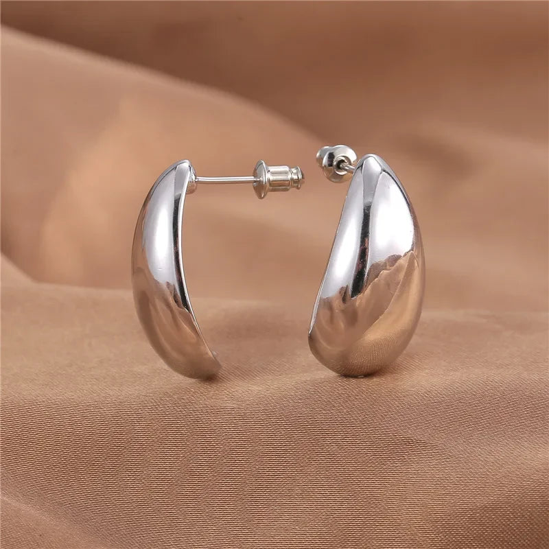 Trendy Circle Twists Hoop Earring for Women Simple Temperament Hyperbole Gold Color Ear Daily Wear Jewelry Party Gifts