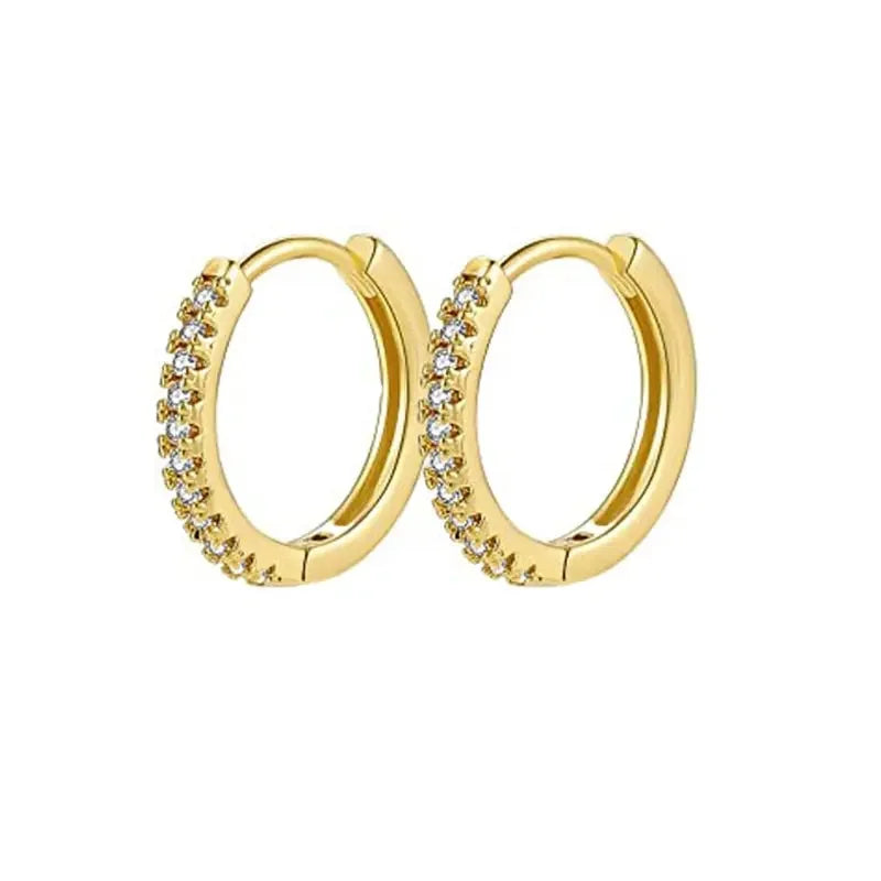 Fashion CZ Zircon Round Huggie Hoop Earrings for Women Geometric U Shape Ear Buckle Hoops Gold Plated Stainless Steel Jewelry
