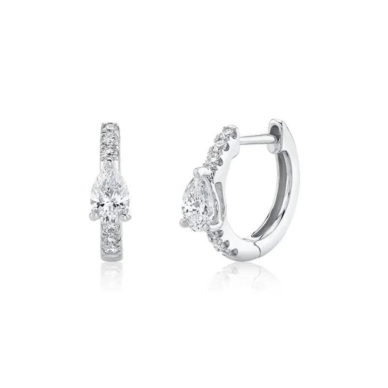 CRMYA Fashion Cubic Zirconia Cz Silver Gold Plated Hoop Earrings For Women Engagement Wedding Trendy Jewelry