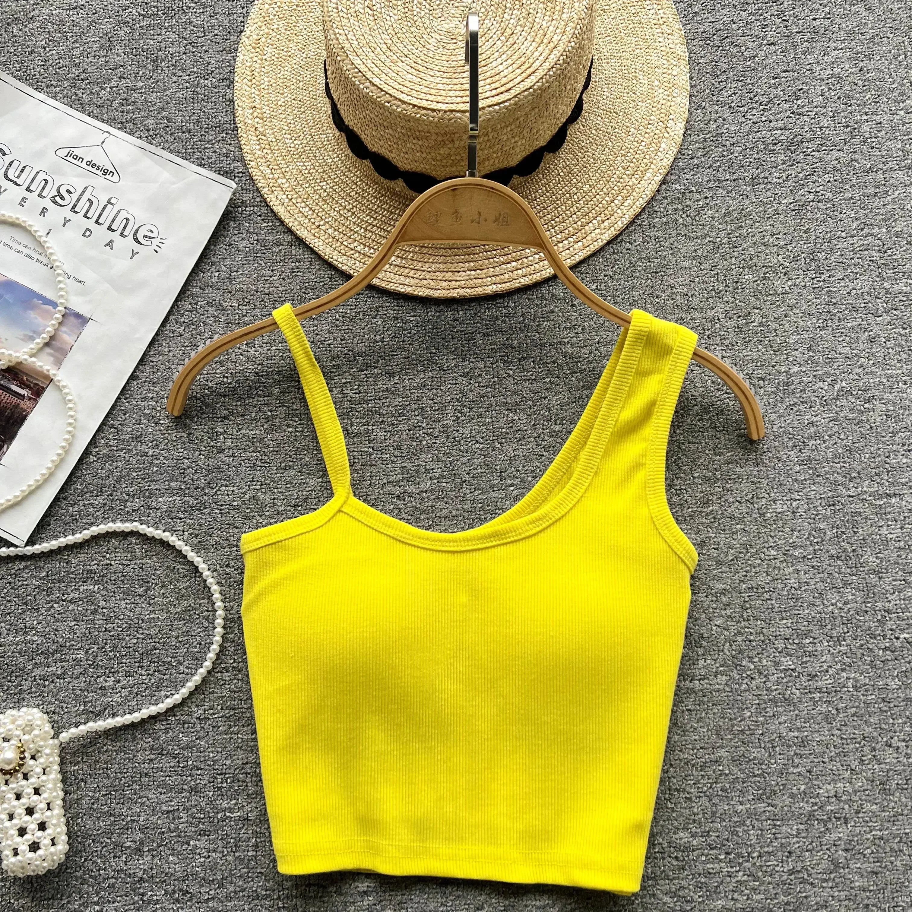 Strapless Western Style Skinny Tanks Camis for Women Summer Casual Solid Colours Female Corset Crop Tube Tops with Built In Bras