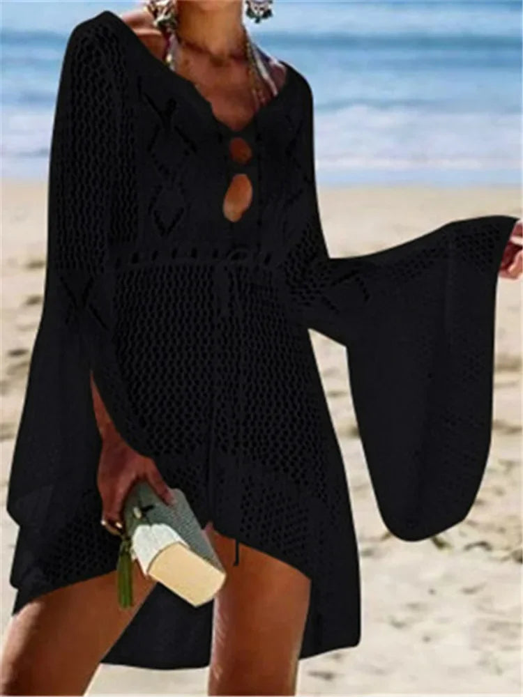 Boho White Crochet Beach Dress